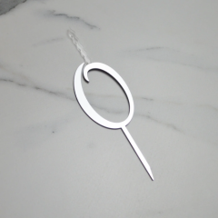 Свеча-топпер декоративная акриловая Цифра "0" Серебро 