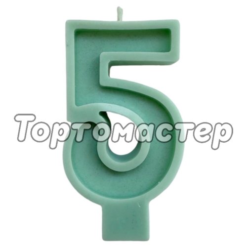 Свеча декоративная Цифра "5" Зелёная 