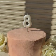 Свеча декоративная Цифра "8" Воздушный шарик Белый с блёстками 