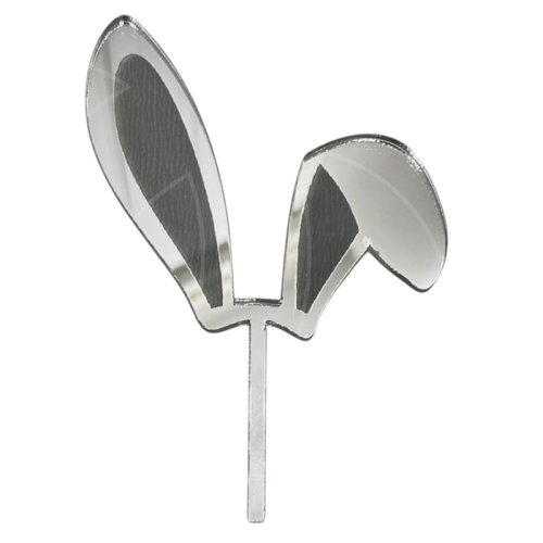 Топпер декоративный акриловый "Ушки" Серебро 9х5,5 см 