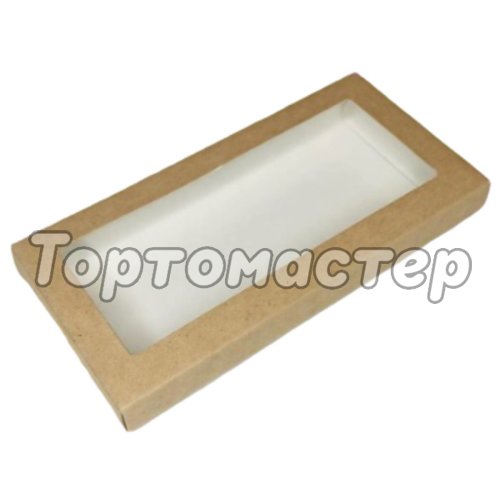 Коробка для шоколадной плитки Крафт 16х8х1,5 см ForGenika Chocolate Window Kraft ForG CHOCO I W K 160*80*15