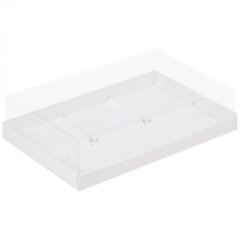 Коробка на 6 пирожных с пластиковой крышкой Белая 26,5х18х6 см 