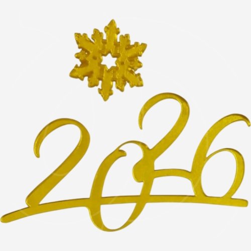 Топпер декоративный акриловый "2026" Золото 9х7 см 