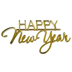 Топпер декоративный "Happy New Year" Золото 11х5 см ТСК158