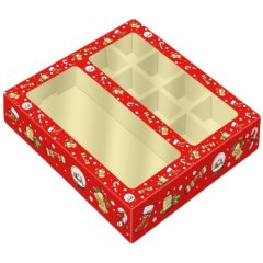 Коробка на 8 конфет и шоколадную плитку с окном "Сладкий подарок" 5 шт КУ-616