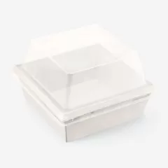 Коробка для бенто-торта и моти белая 15х15х9,5 см дно 13,5х13,5 см SMART PACK 800 W