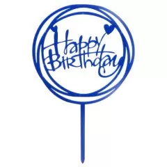 Топпер декоративный акриловый "Happy Birthday. Рамка" Синий 3960646