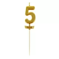 Свеча декоративная "Цифра 5" Золотая  2385834