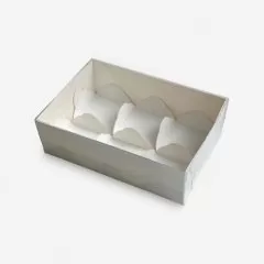 Коробка для 6 моти с прозрачной крышкой белая 17,5х12х5,5 см 070920