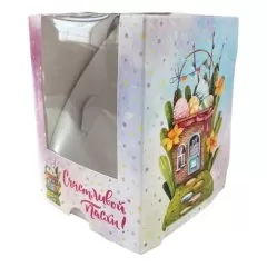 Коробка для кулича "Пасхальный домик" 9,5х9,5х12,5 см КУ-00548	